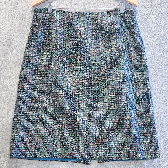 Coldwater Creek Multicolor Mini Tweed Pencil Skirt Size 12 Academia Career Y2K - Picture 1 of 11